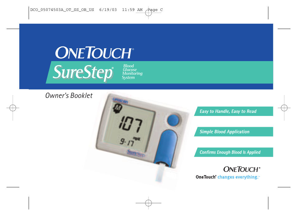 Lifescan SureStep Blood Glucose Monitor User Manual | 88 pages