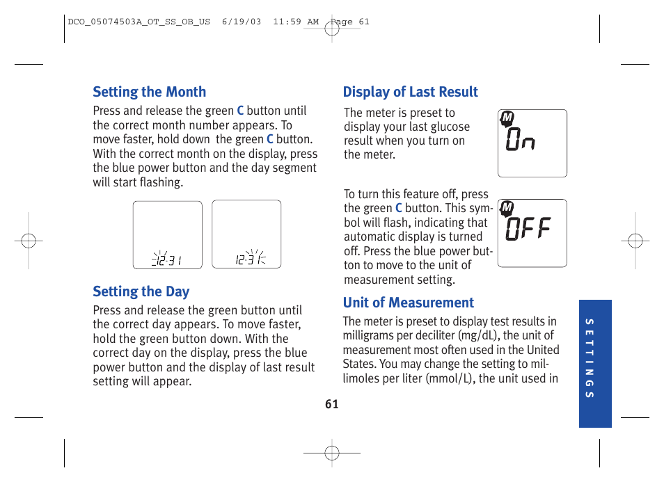 Lifescan SureStep Blood Glucose Monitor User Manual | Page 71 / 88