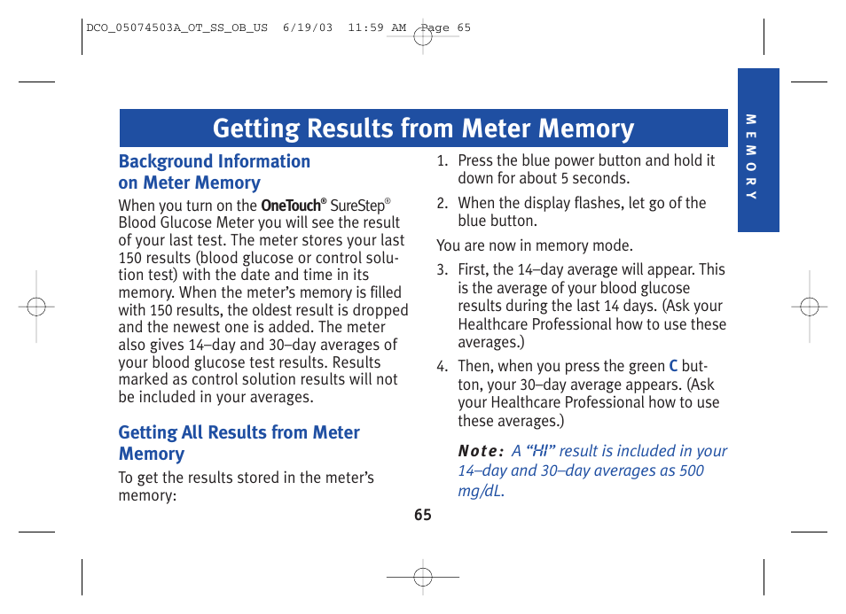 Lifescan SureStep Blood Glucose Monitor User Manual | Page 75 / 88