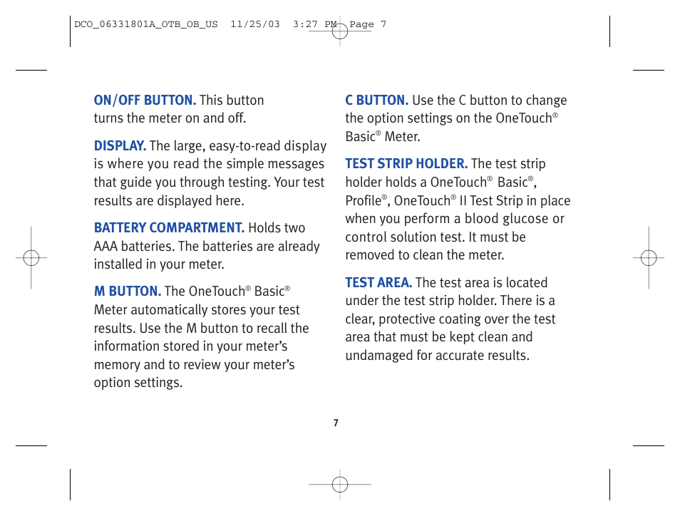 Lifescan OneTouch Basic Basic Blood Glucose Monitoring System User Manual | Page 15 / 98