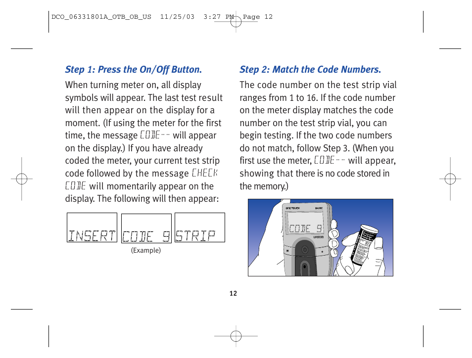 Lifescan OneTouch Basic Basic Blood Glucose Monitoring System User Manual | Page 20 / 98
