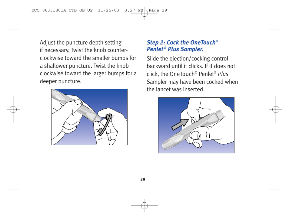 Penlet | Lifescan OneTouch Basic Basic Blood Glucose Monitoring System User Manual | Page 37 / 98