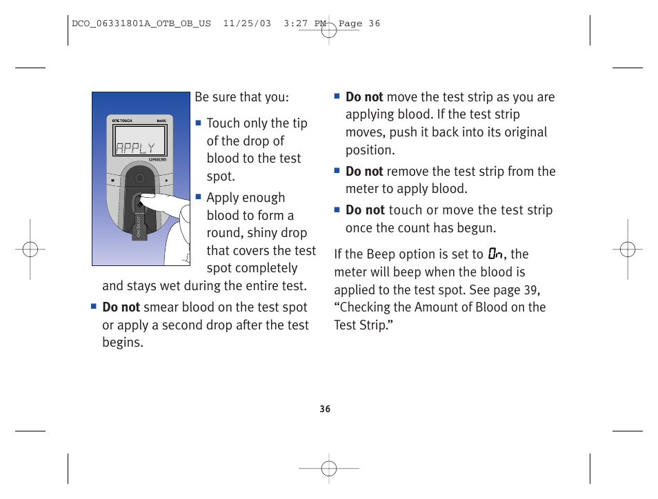 Be sure that you | Lifescan OneTouch Basic Basic Blood Glucose Monitoring System User Manual | Page 44 / 98