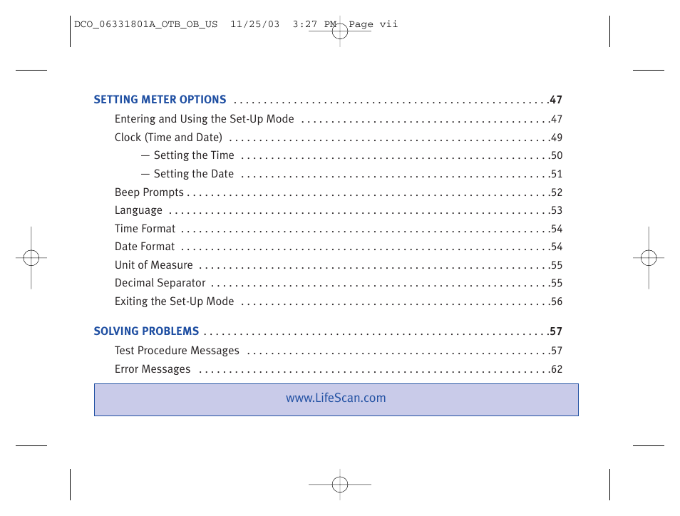 Lifescan OneTouch Basic Basic Blood Glucose Monitoring System User Manual | Page 7 / 98