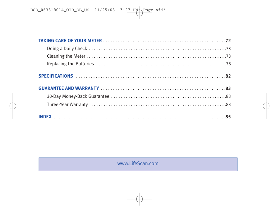 Lifescan OneTouch Basic Basic Blood Glucose Monitoring System User Manual | Page 8 / 98