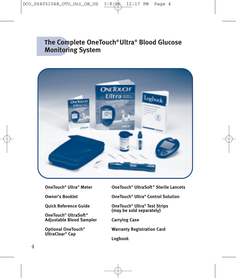 He complete onetouch, Ultra, Blood glucose monitoring system | Lifescan Ultra User Manual | Page 12 / 73
