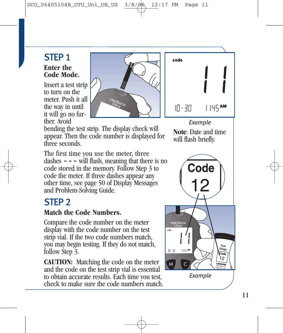 Step 1, Step 2 | Lifescan Ultra User Manual | Page 19 / 73