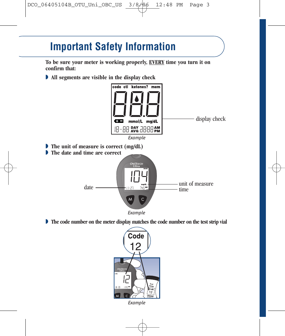 Important safety information | Lifescan Ultra User Manual | Page 2 / 73