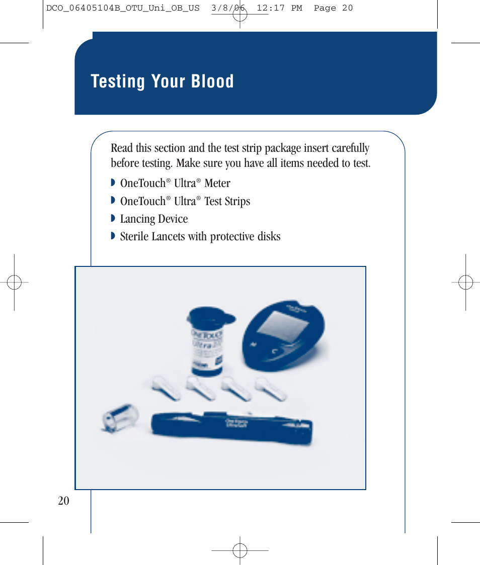 Testing your blood | Lifescan Ultra User Manual | Page 28 / 73