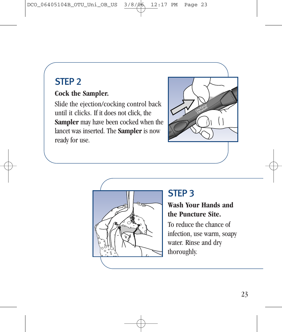 Step 3, Step 2 | Lifescan Ultra User Manual | Page 31 / 73