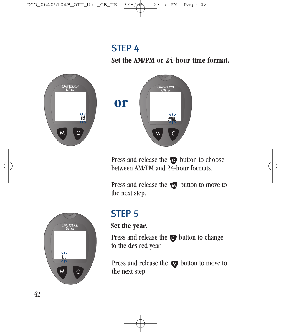 Step 4, Step 5 | Lifescan Ultra User Manual | Page 50 / 73