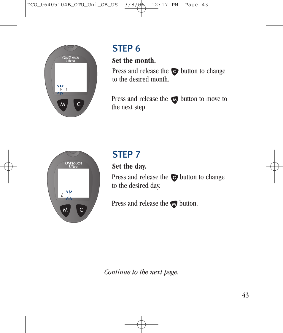 Step 6, Step 7 | Lifescan Ultra User Manual | Page 51 / 73