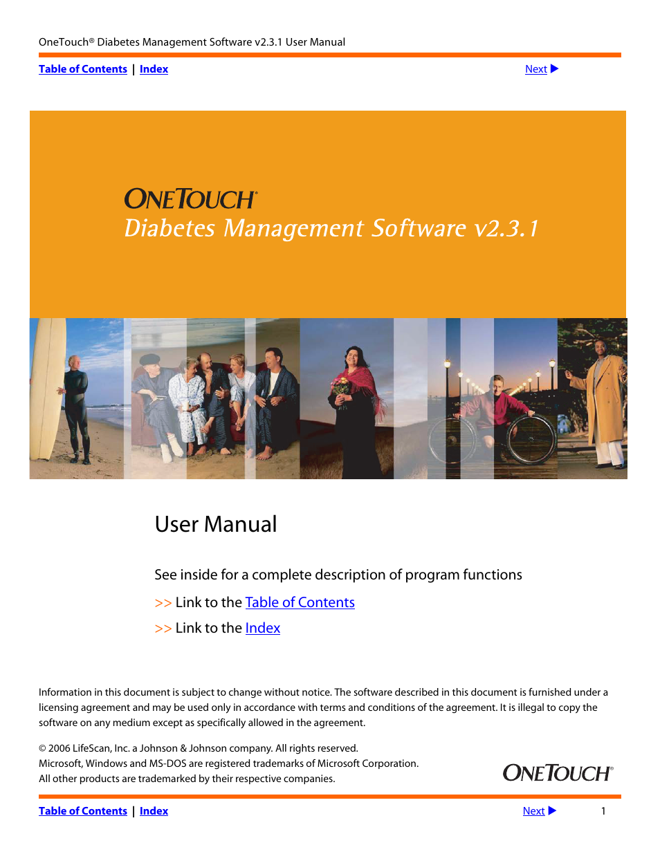 Lifescan OneTouch Diabetes Management Software v2.3.1 User Manual | 173 pages