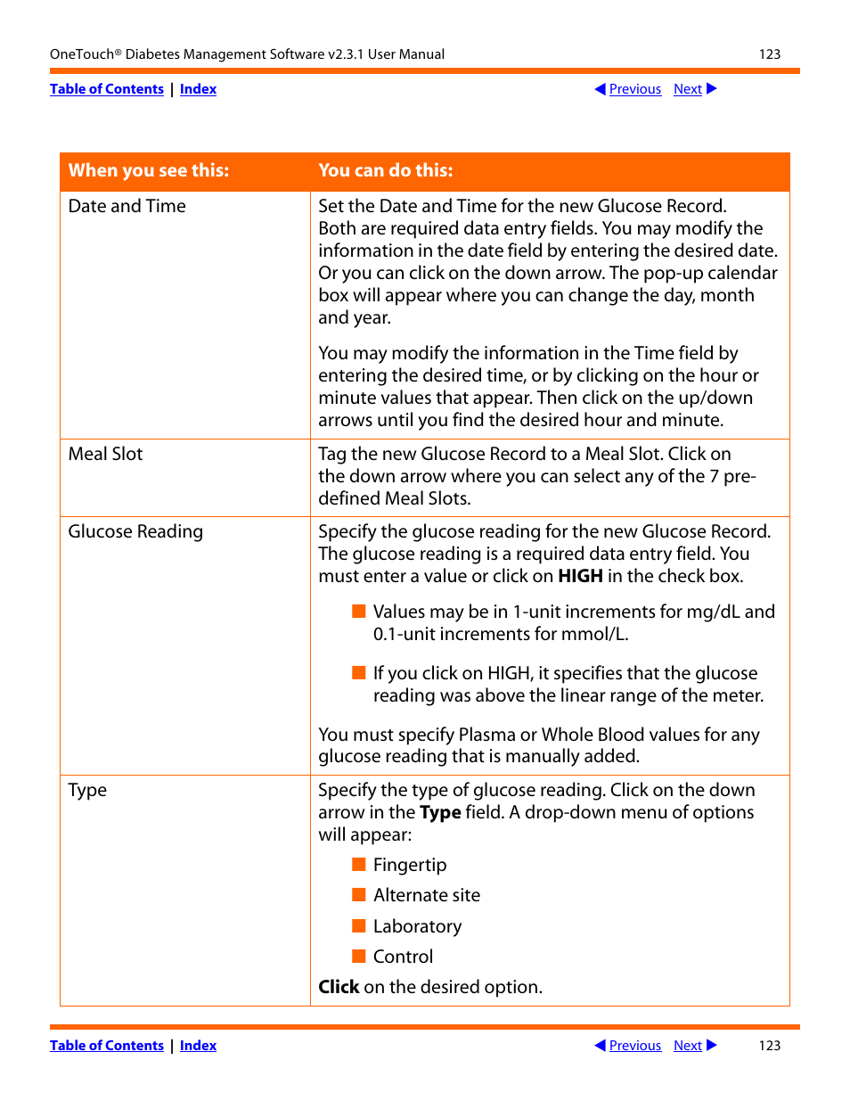 Lifescan OneTouch Diabetes Management Software v2.3.1 User Manual | Page 123 / 173