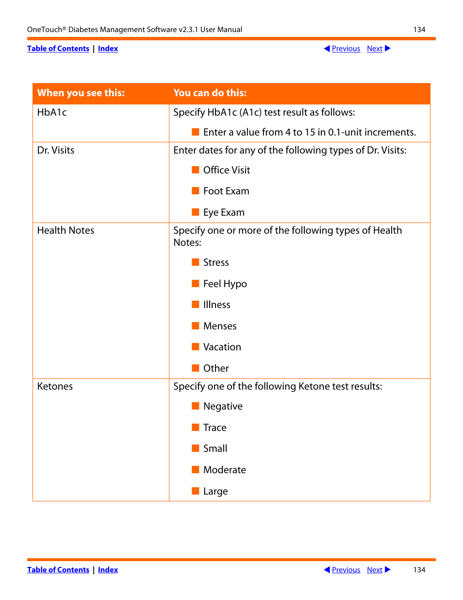 Lifescan OneTouch Diabetes Management Software v2.3.1 User Manual | Page 134 / 173