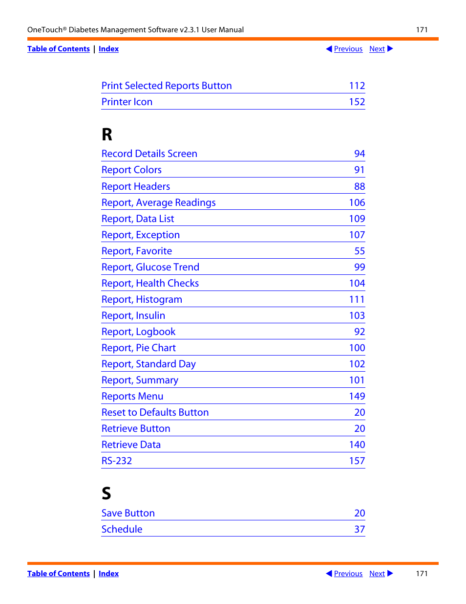 Next | Lifescan OneTouch Diabetes Management Software v2.3.1 User Manual | Page 171 / 173