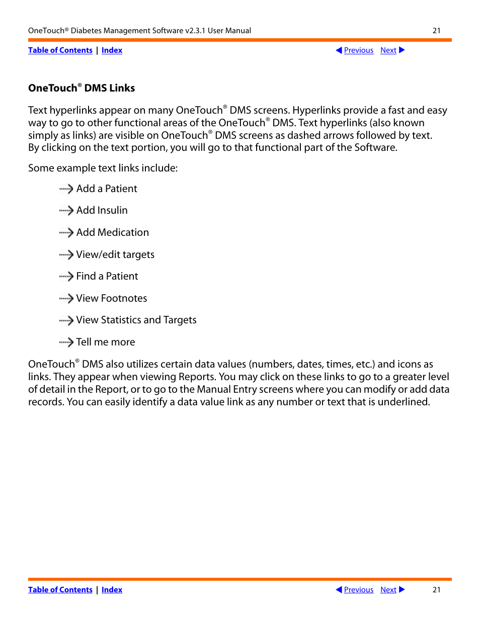 Next | Lifescan OneTouch Diabetes Management Software v2.3.1 User Manual | Page 21 / 173