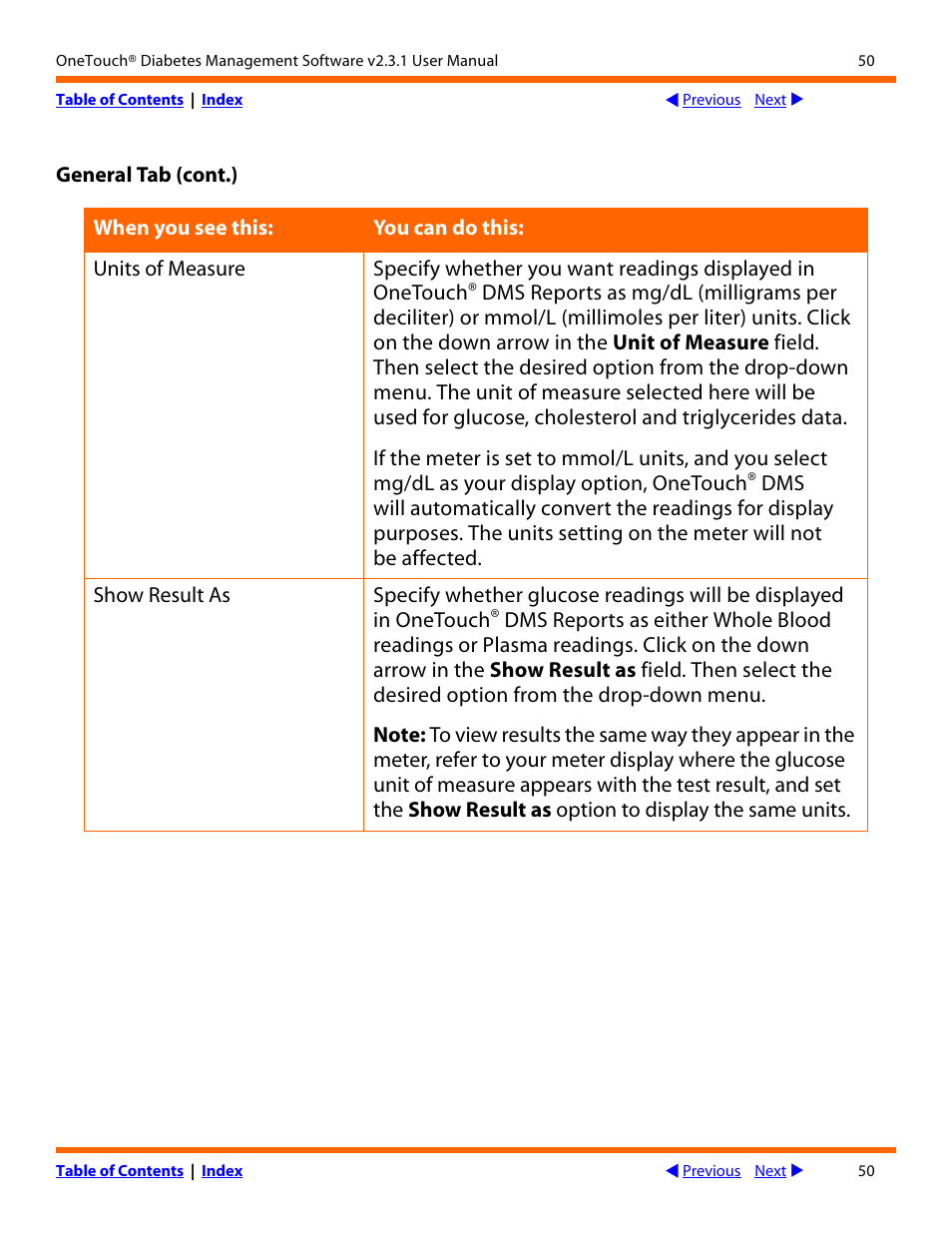 Lifescan OneTouch Diabetes Management Software v2.3.1 User Manual | Page 50 / 173