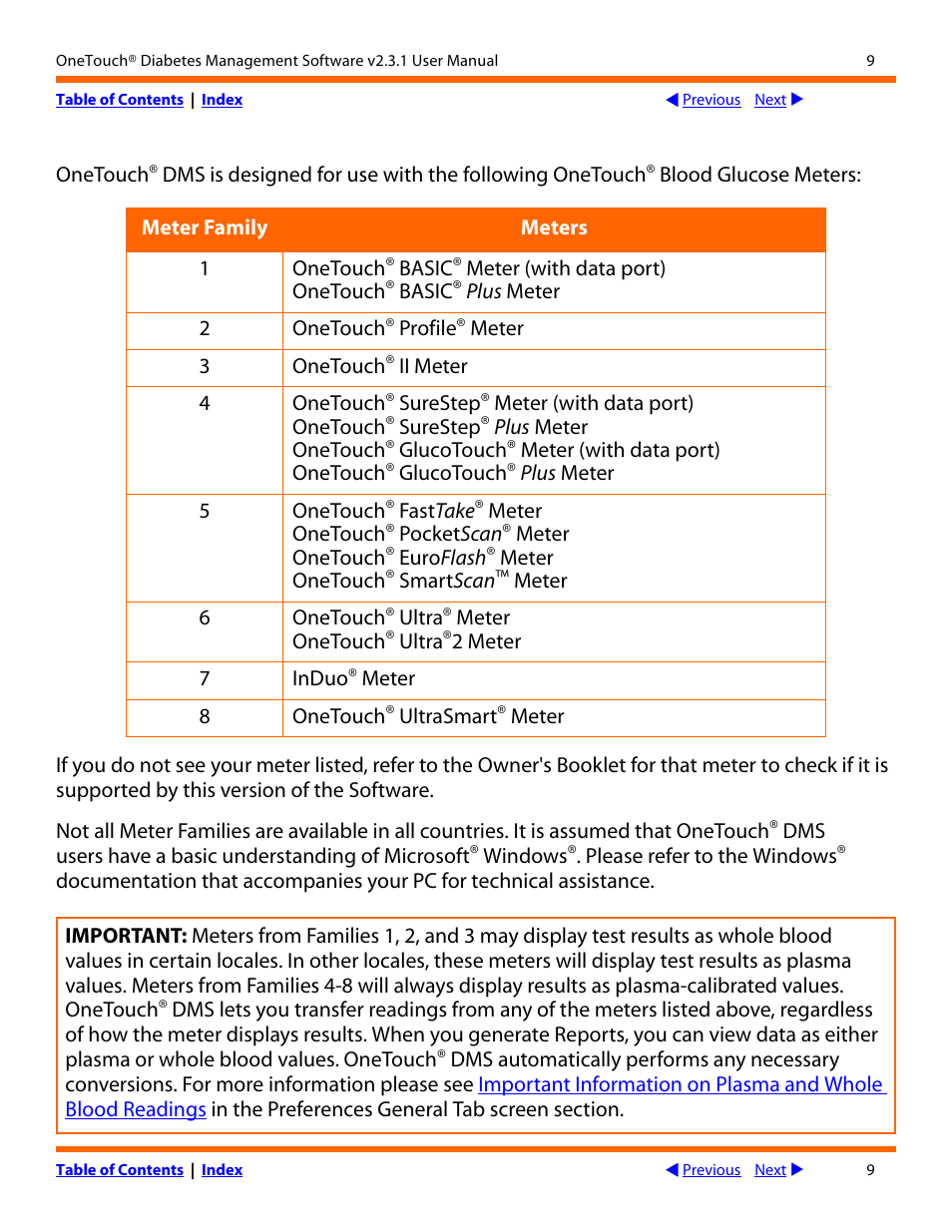 Next | Lifescan OneTouch Diabetes Management Software v2.3.1 User Manual | Page 9 / 173