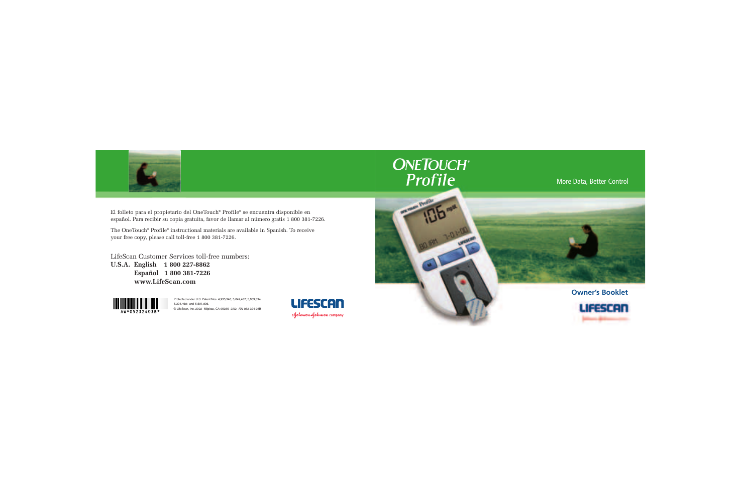 More data, better control owner’s booklet | Lifescan Pocket Scan Blood Glucose Monitor System User Manual | Page 106 / 106