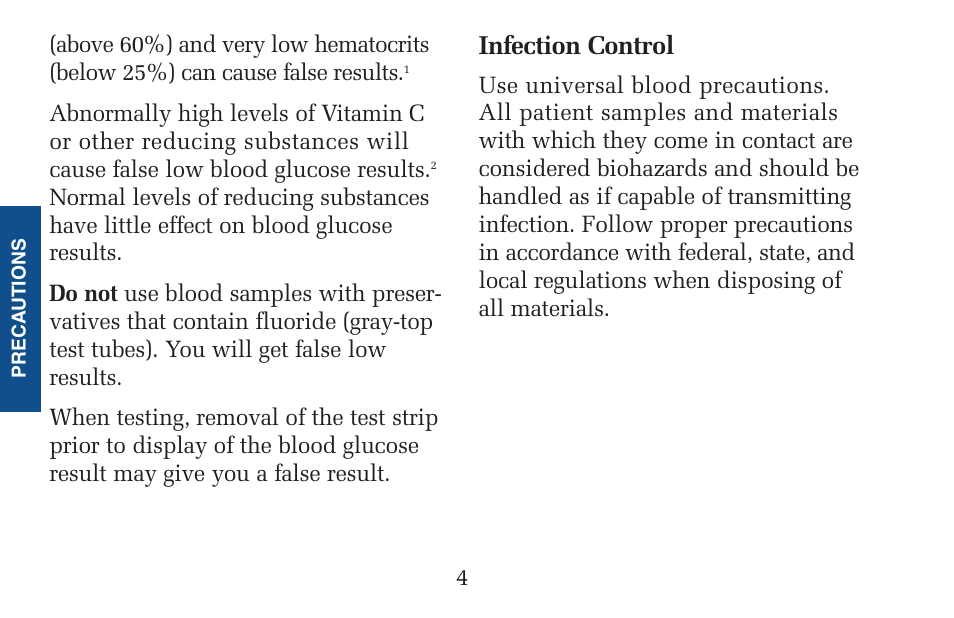Infection control | Lifescan Pocket Scan Blood Glucose Monitor System User Manual | Page 11 / 106