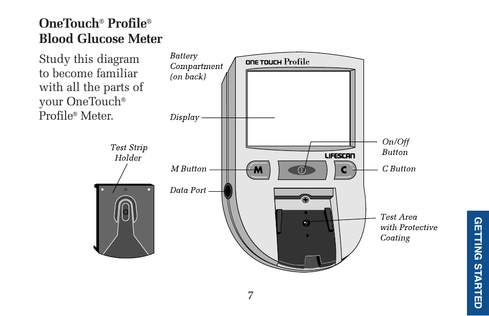 Onetouch, Profile, Blood glucose meter | Lifescan Pocket Scan Blood Glucose Monitor System User Manual | Page 14 / 106