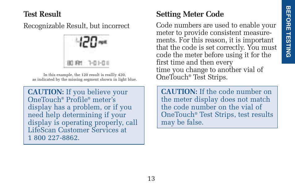 Test result, Setting meter code | Lifescan Pocket Scan Blood Glucose Monitor System User Manual | Page 20 / 106
