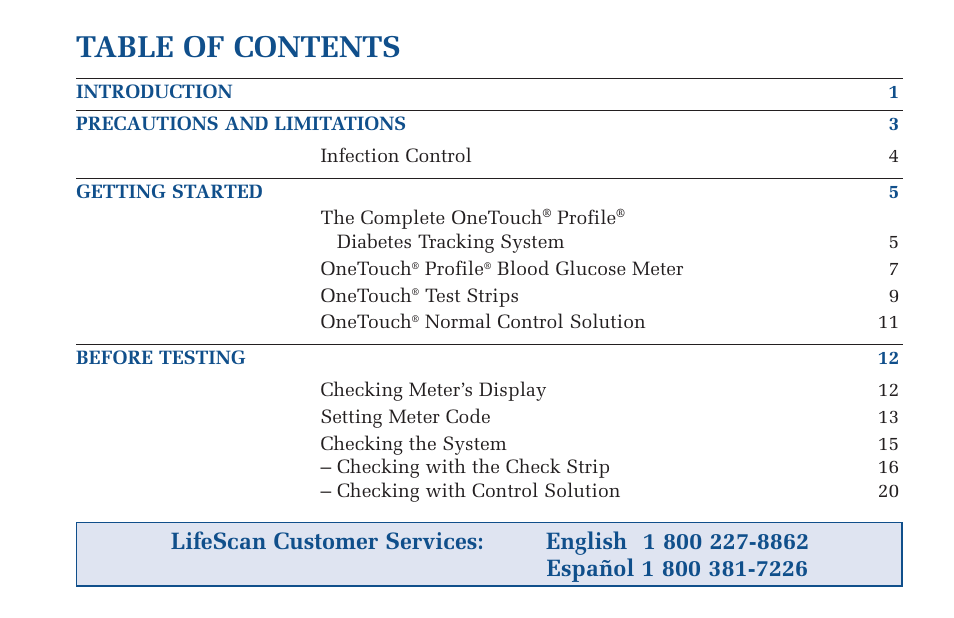 Lifescan Pocket Scan Blood Glucose Monitor System User Manual | Page 4 / 106