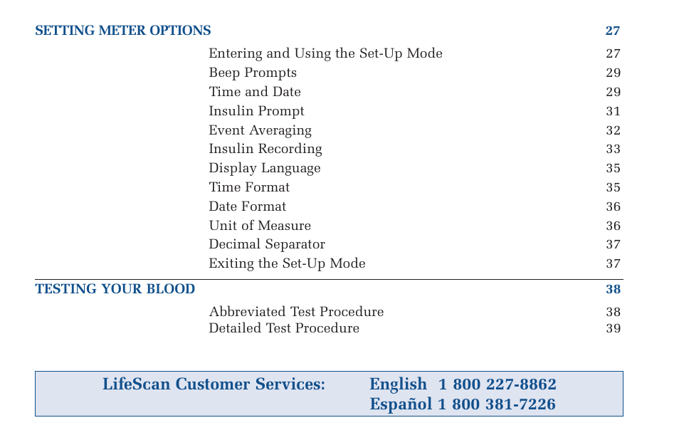 Lifescan Pocket Scan Blood Glucose Monitor System User Manual | Page 5 / 106