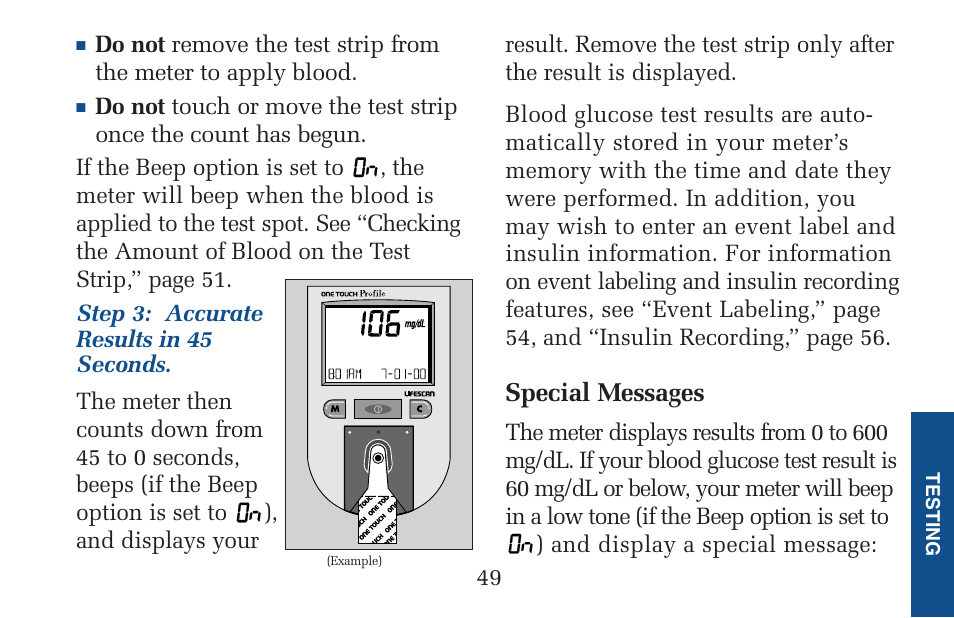 Lifescan Pocket Scan Blood Glucose Monitor System User Manual | Page 56 / 106