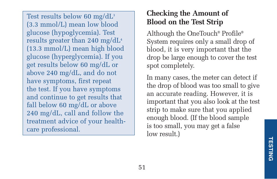 Checking the amount of blood on the test strip | Lifescan Pocket Scan Blood Glucose Monitor System User Manual | Page 58 / 106
