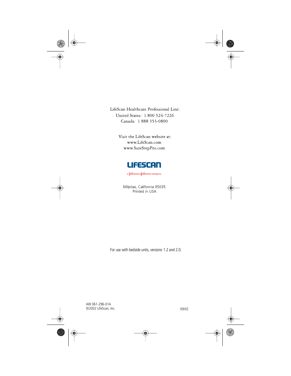 Body | Lifescan SureStep Pro User Manual | Page 117 / 117