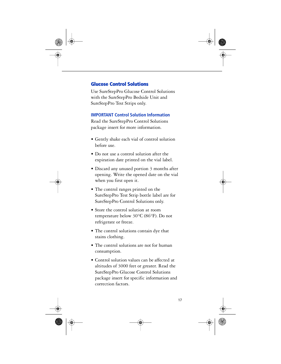 Glucose control solutions | Lifescan SureStep Pro User Manual | Page 29 / 117