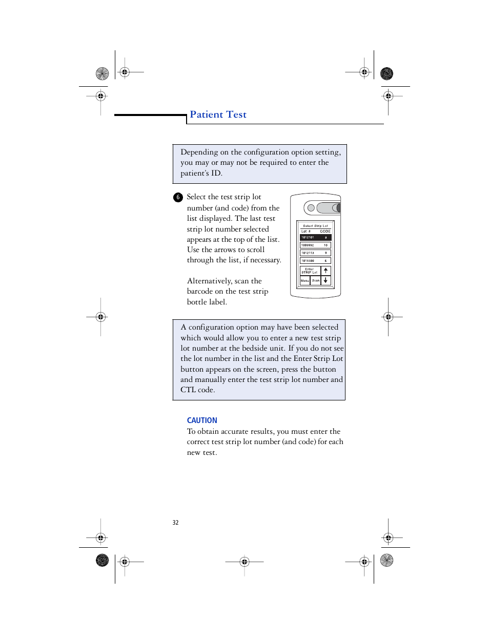 Caution* - caution, Patient test | Lifescan SureStep Pro User Manual | Page 44 / 117