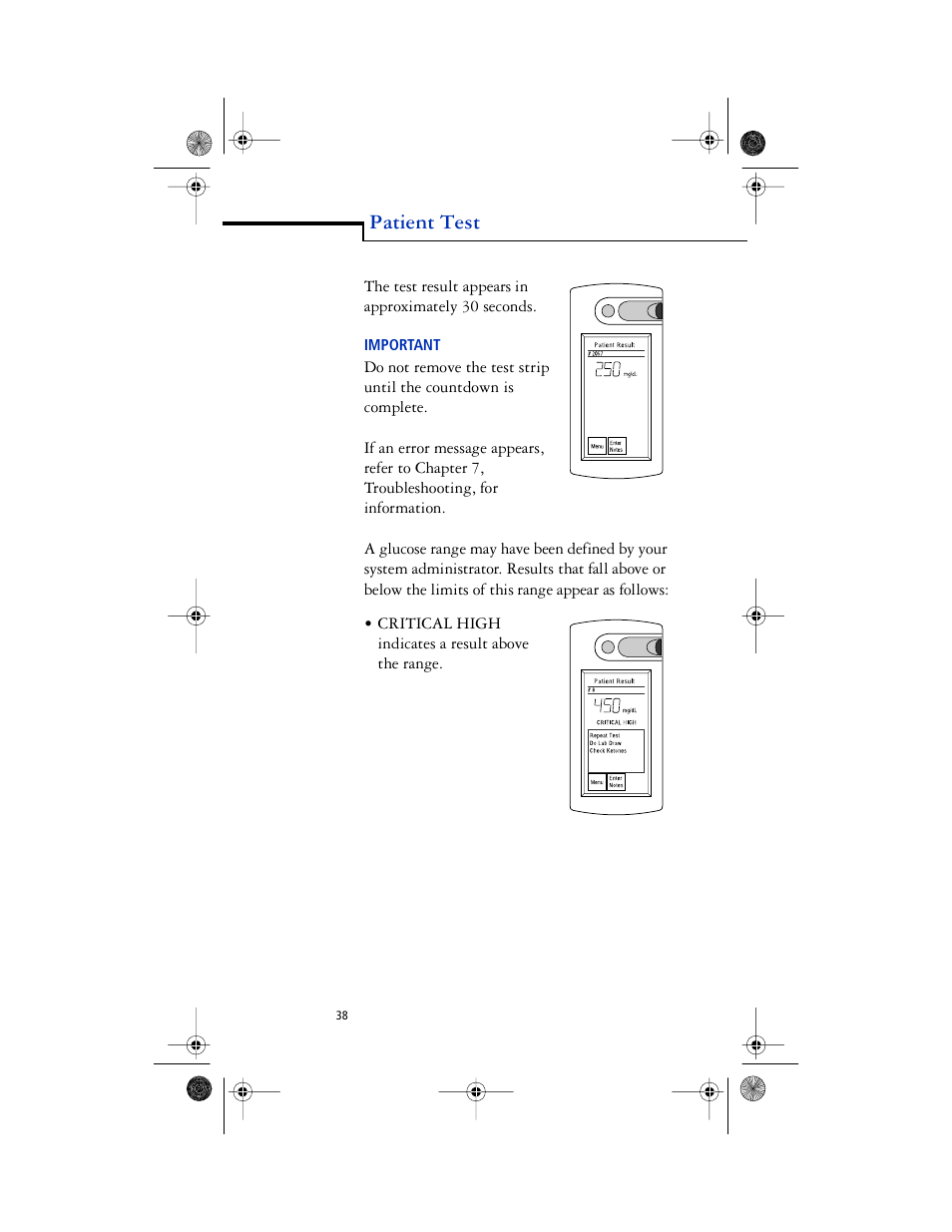 Important* - important, Patient test | Lifescan SureStep Pro User Manual | Page 50 / 117