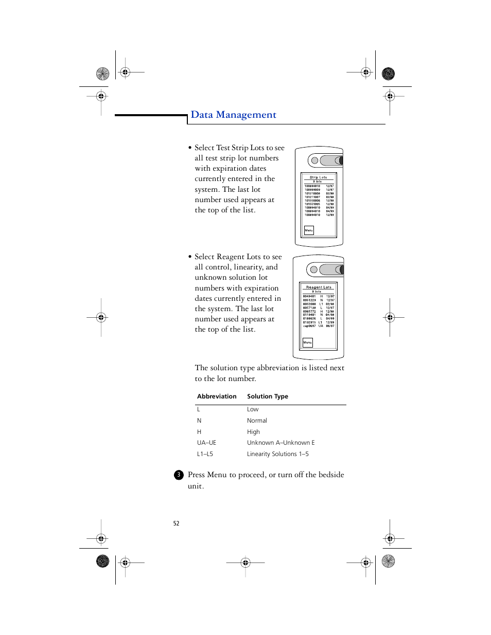 Data management | Lifescan SureStep Pro User Manual | Page 64 / 117