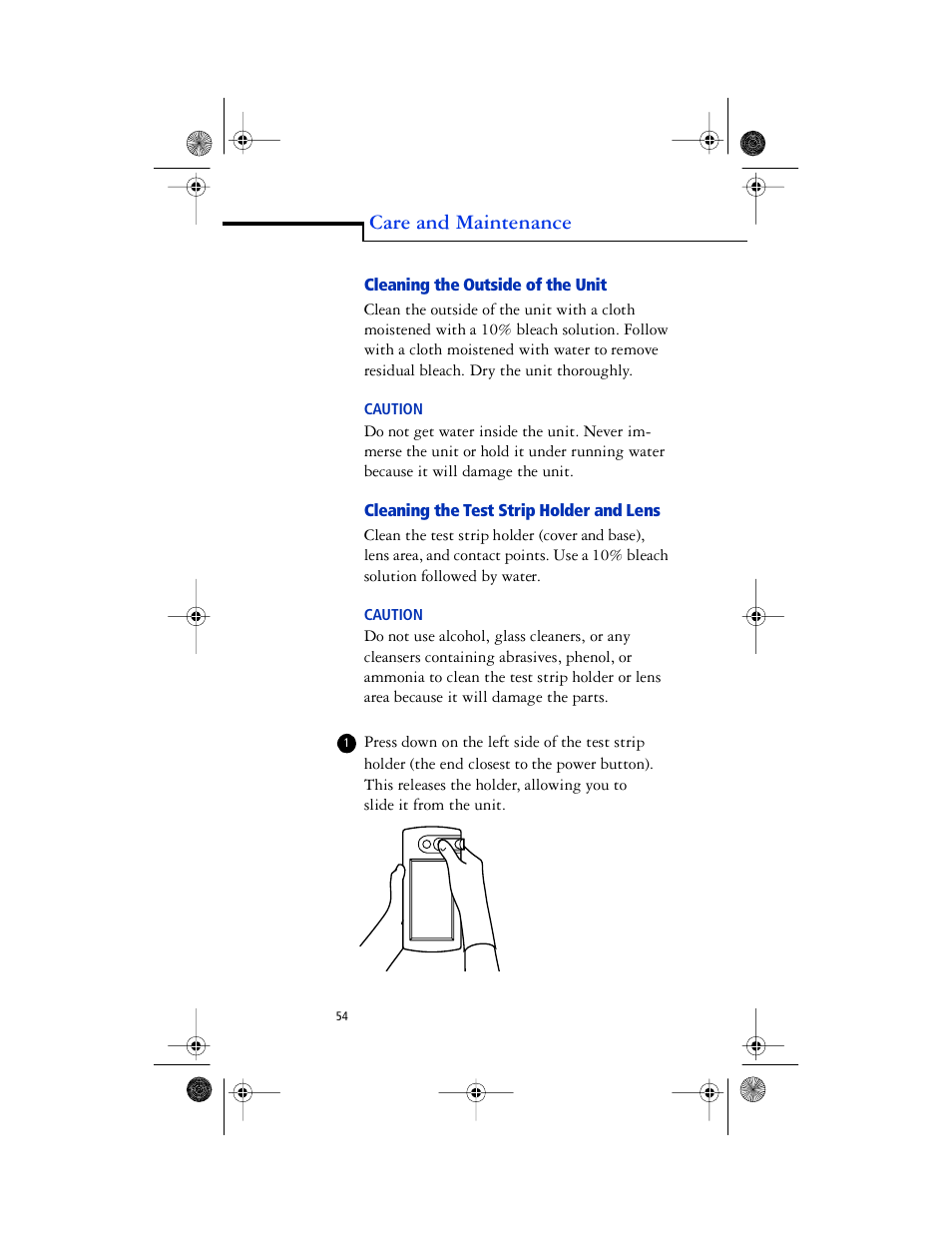 Caution* - caution, Care and maintenance | Lifescan SureStep Pro User Manual | Page 66 / 117