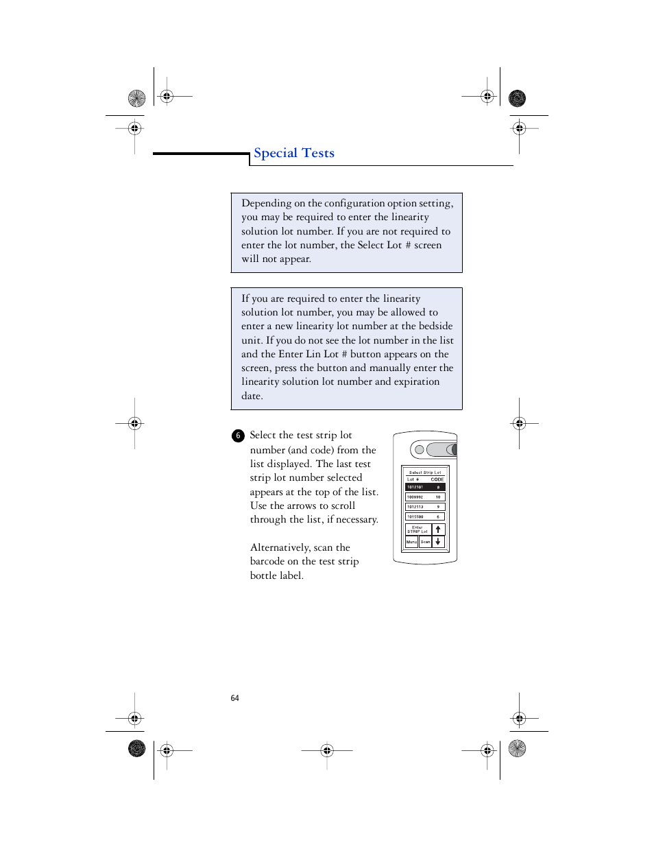 Body, Special tests | Lifescan SureStep Pro User Manual | Page 76 / 117