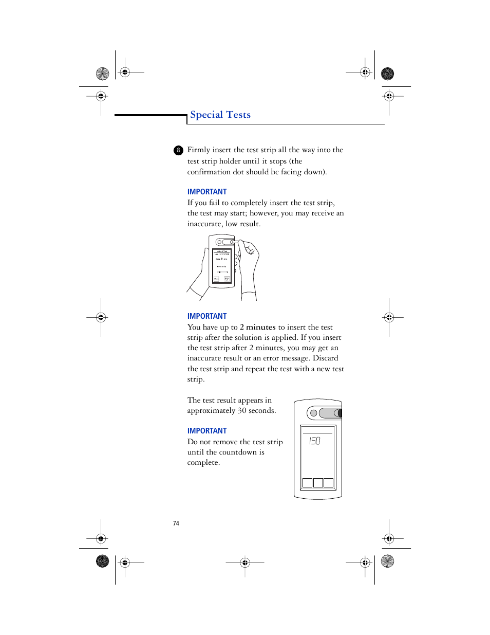 Important* - important, Special tests | Lifescan SureStep Pro User Manual | Page 86 / 117