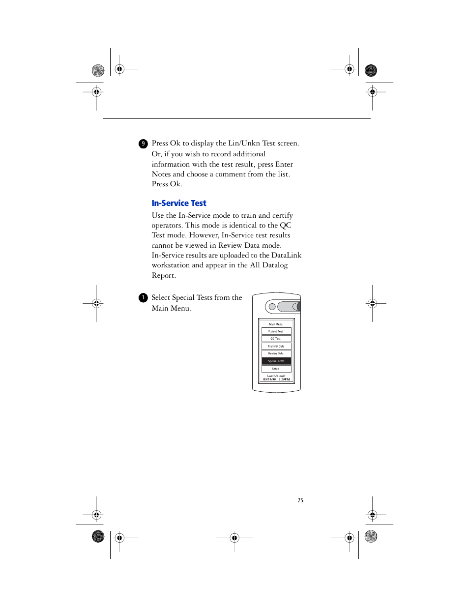 In-service test | Lifescan SureStep Pro User Manual | Page 87 / 117
