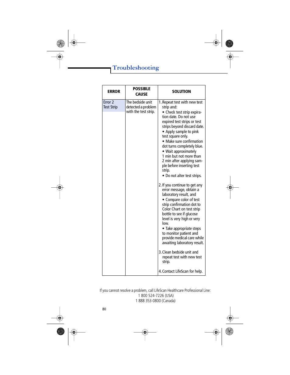 Troubleshooting | Lifescan SureStep Pro User Manual | Page 92 / 117