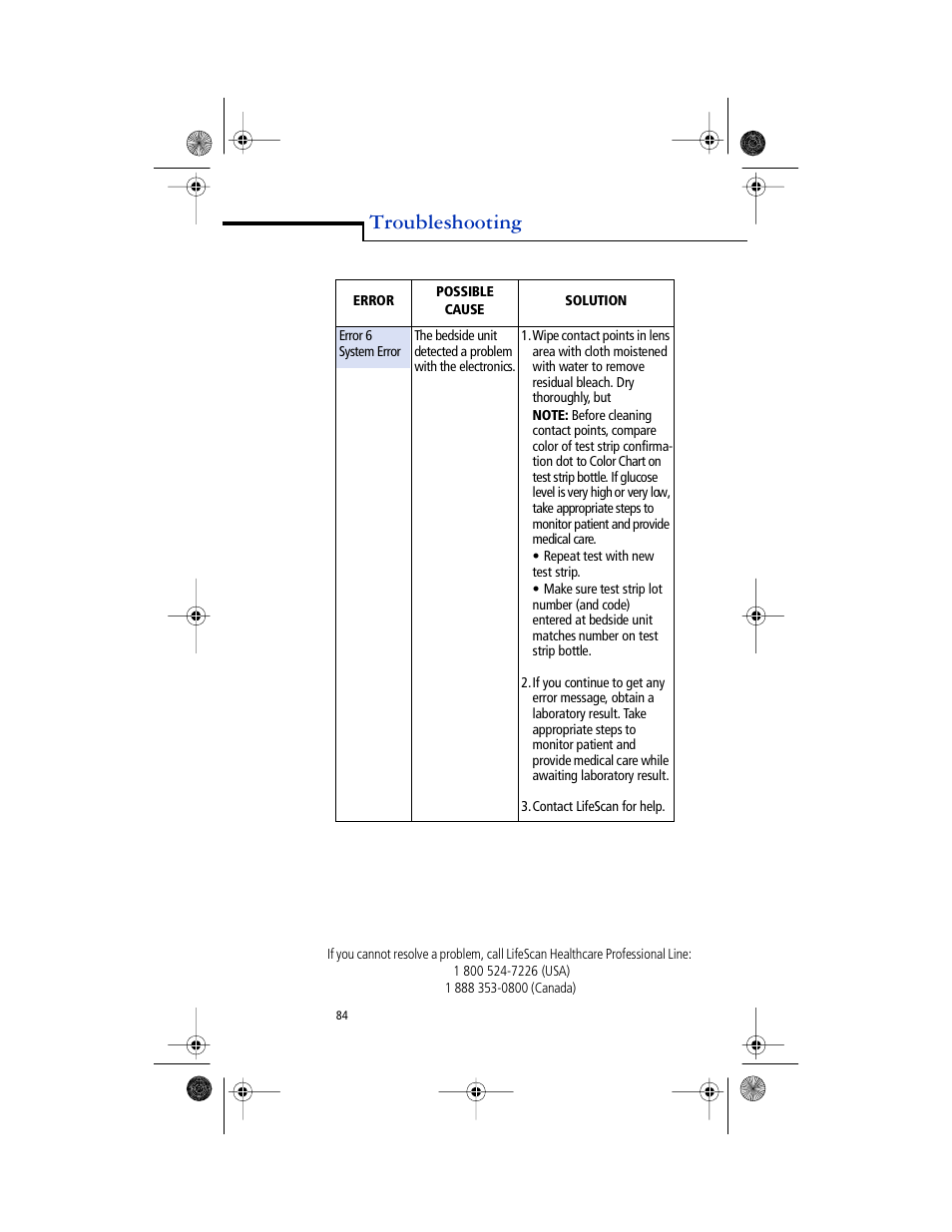 Body, Troubleshooting | Lifescan SureStep Pro User Manual | Page 96 / 117