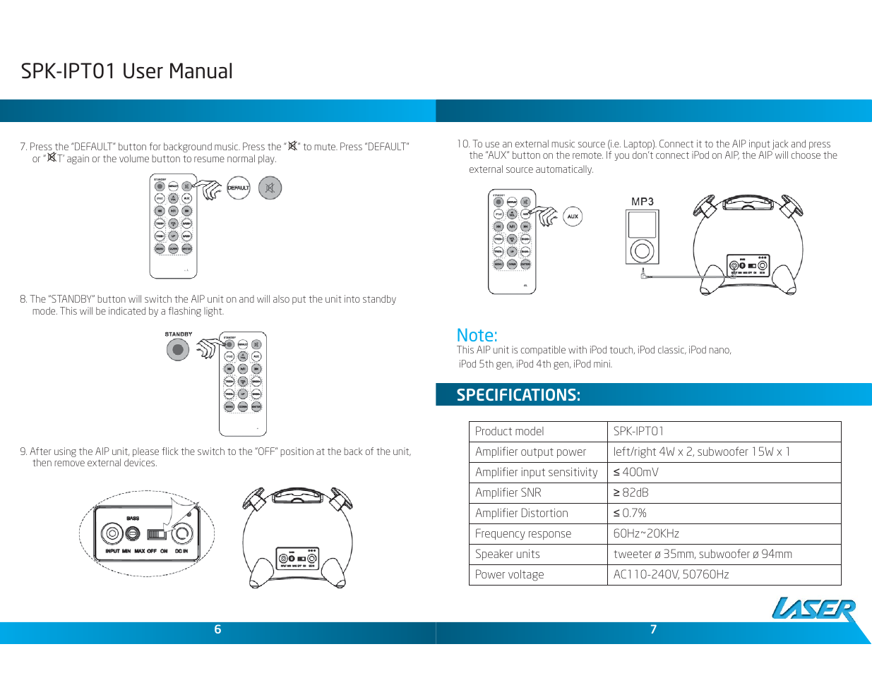 Spk-ipt01 user manual, Specifications | Laser iRange SPK-IPT01 User Manual | Page 4 / 5
