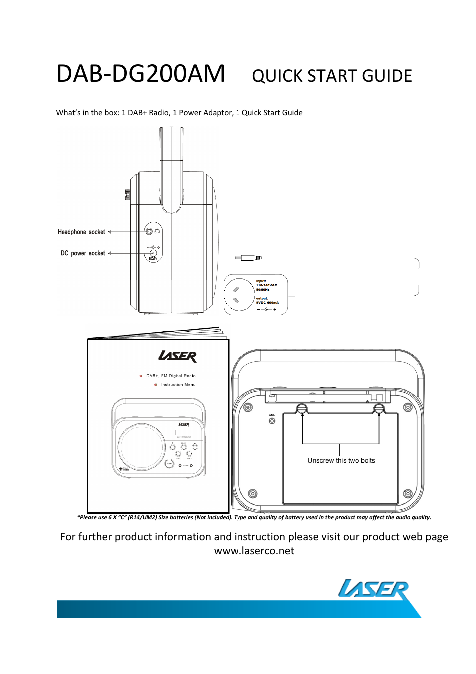 Dab-dg200am, Quick start guide | Laser DAB-DG200AM User Manual | Page 4 / 4