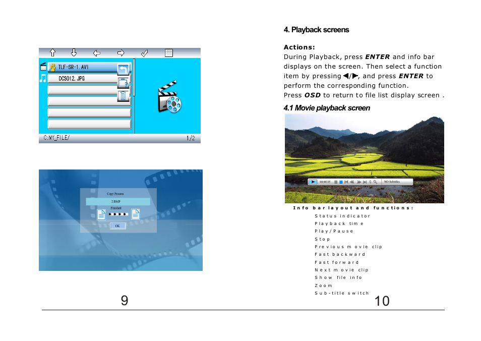 Т³гж 10, Playback screens, 1 movie playback screen | Laser Hithot AM104L2007032801 User Manual | Page 10 / 10