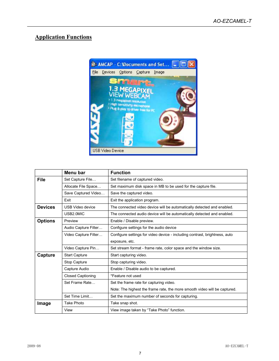 Application functions | Laser AO-EZCAMEL-T User Manual | Page 7 / 7