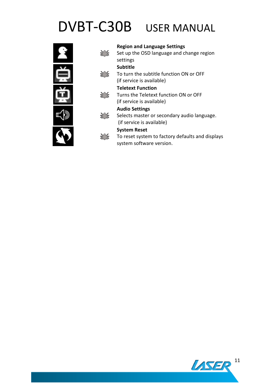 Dvbt-c30b, User manual | Laser DVBT-C30B User Manual | Page 12 / 24