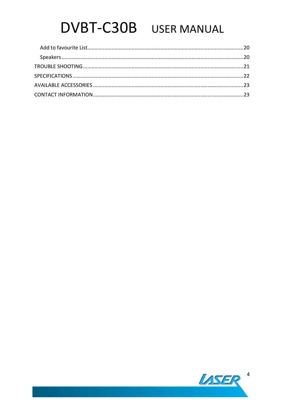 Dvbt-c30b, User manual | Laser DVBT-C30B User Manual | Page 5 / 24