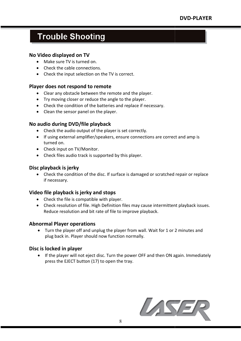 Dvd-player | Laser DVD-HD007 User Manual | Page 9 / 10