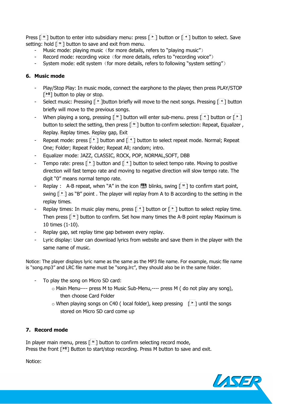 Laser MP3-C40 User Manual | Page 3 / 7